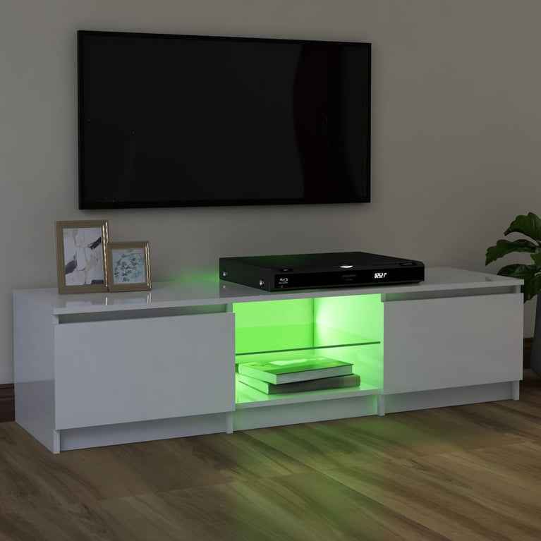 Tv-meubel met LED-verlichting 120x30x35,5 cm hoogglans wit MeubelReus