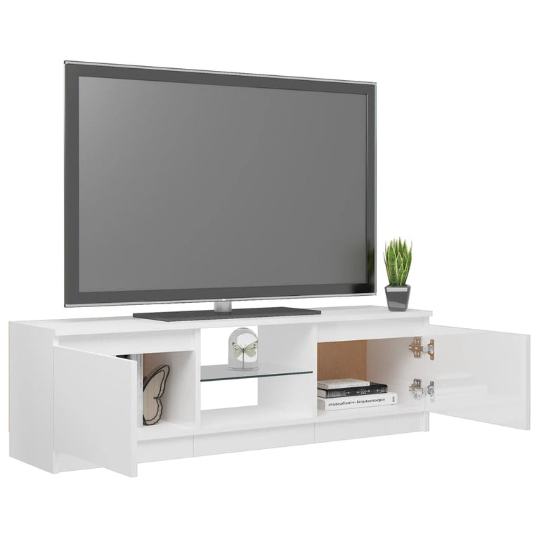 Tv-meubel met LED-verlichting 120x30x35,5 cm hoogglans wit MeubelReus