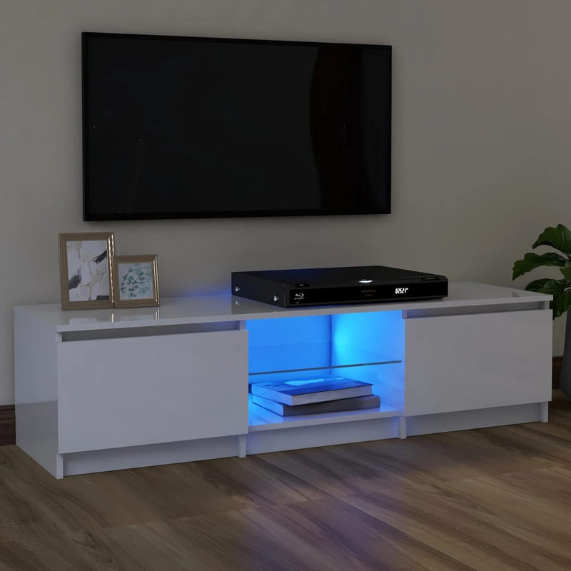Tv-meubel met LED-verlichting 120x30x35,5 cm hoogglans wit MeubelReus
