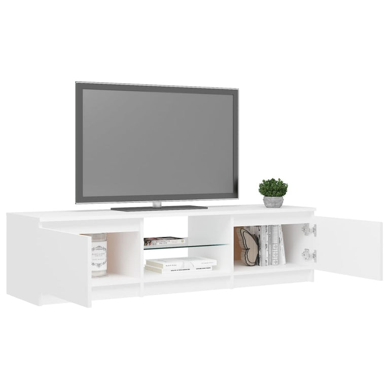 Tv-meubel met LED-verlichting 140x40x35,5 cm wit MeubelReus