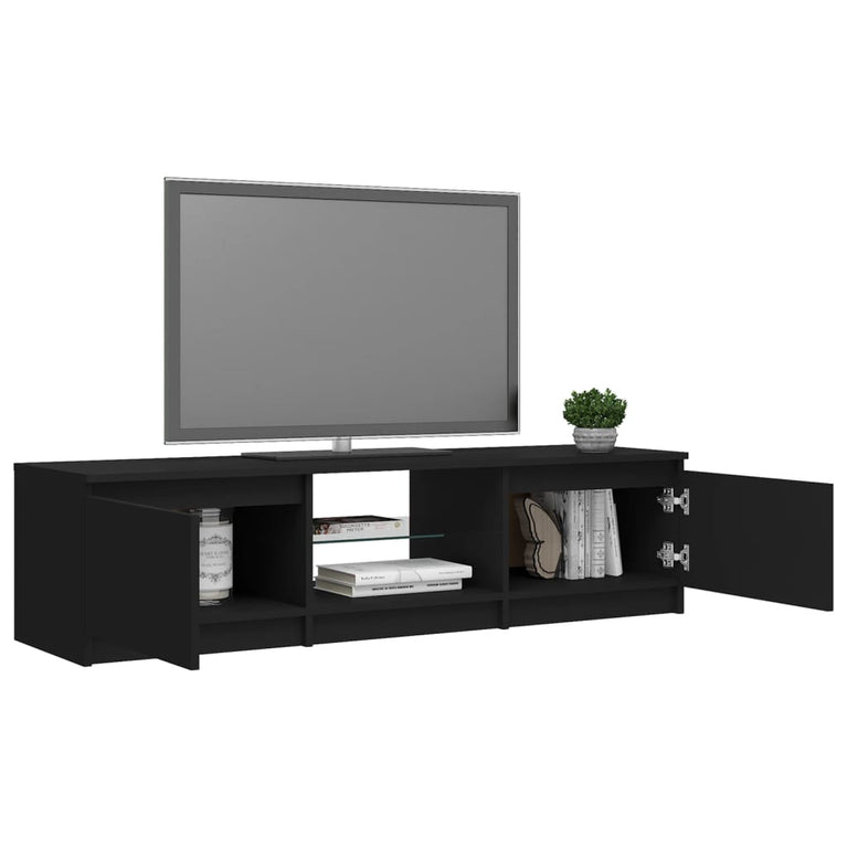 Tv-meubel met LED-verlichting 140x40x35,5 cm zwart MeubelReus