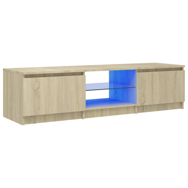 Tv-meubel met LED-verlichting 140x40x35,5 cm sonoma eikenkleur MeubelReus