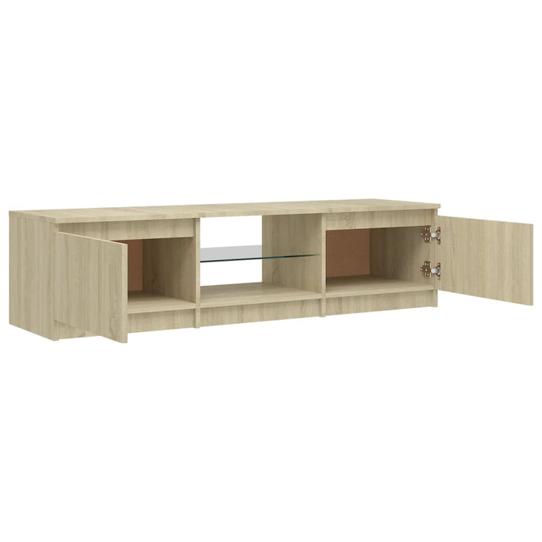 Tv-meubel met LED-verlichting 140x40x35,5 cm sonoma eikenkleur MeubelReus