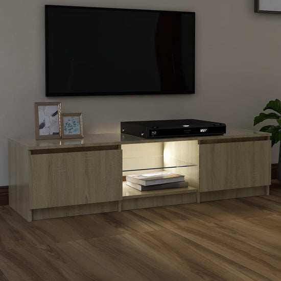 Tv-meubel met LED-verlichting 140x40x35,5 cm sonoma eikenkleur MeubelReus