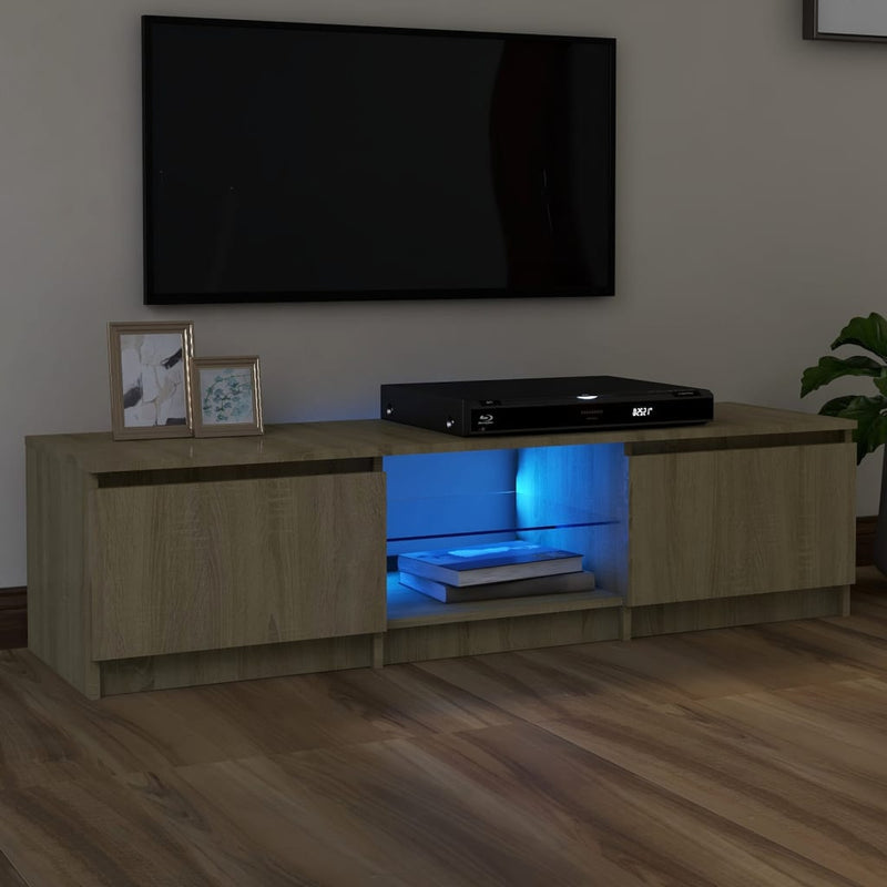 Tv-meubel met LED-verlichting 140x40x35,5 cm sonoma eikenkleur MeubelReus