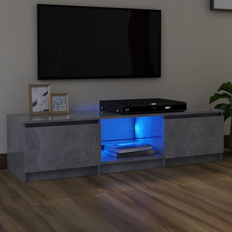 Tv-meubel met LED-verlichting 140x40x35,5 cm betongrijs MeubelReus