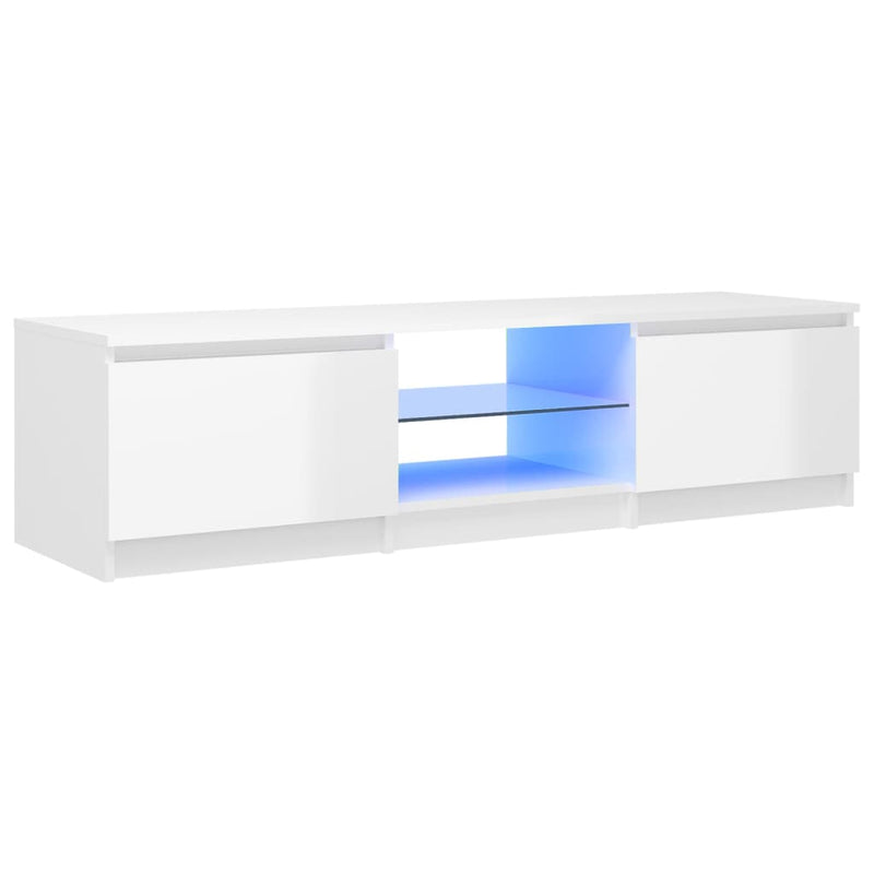 Tv-meubel met LED-verlichting 140x40x35,5 cm hoogglans wit MeubelReus