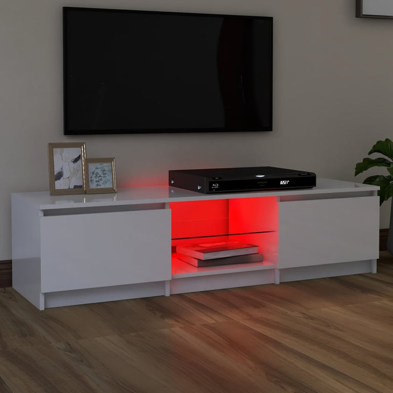 Tv-meubel met LED-verlichting 140x40x35,5 cm hoogglans wit MeubelReus