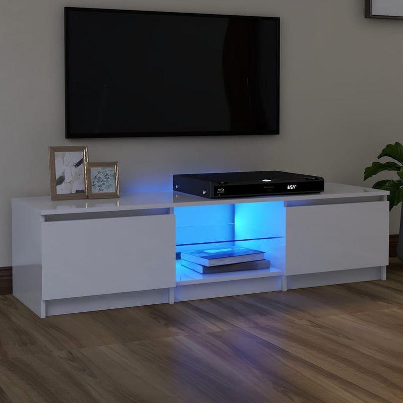 Tv-meubel met LED-verlichting 140x40x35,5 cm hoogglans wit MeubelReus