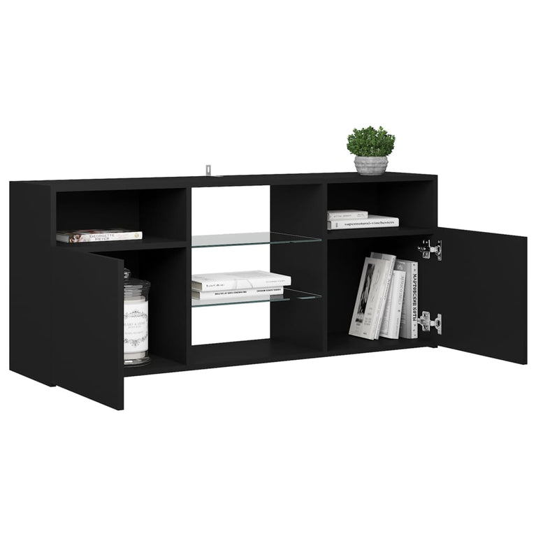 Tv-meubel met LED-verlichting 120x30x50 cm zwart MeubelReus
