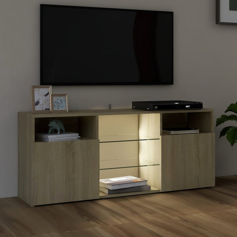 Tv-meubel met LED-verlichting 120x30x50 cm sonoma eikenkleurig MeubelReus