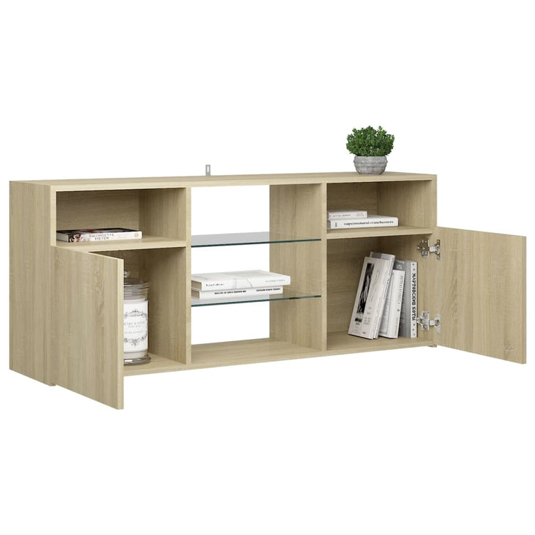 Tv-meubel met LED-verlichting 120x30x50 cm sonoma eikenkleurig MeubelReus