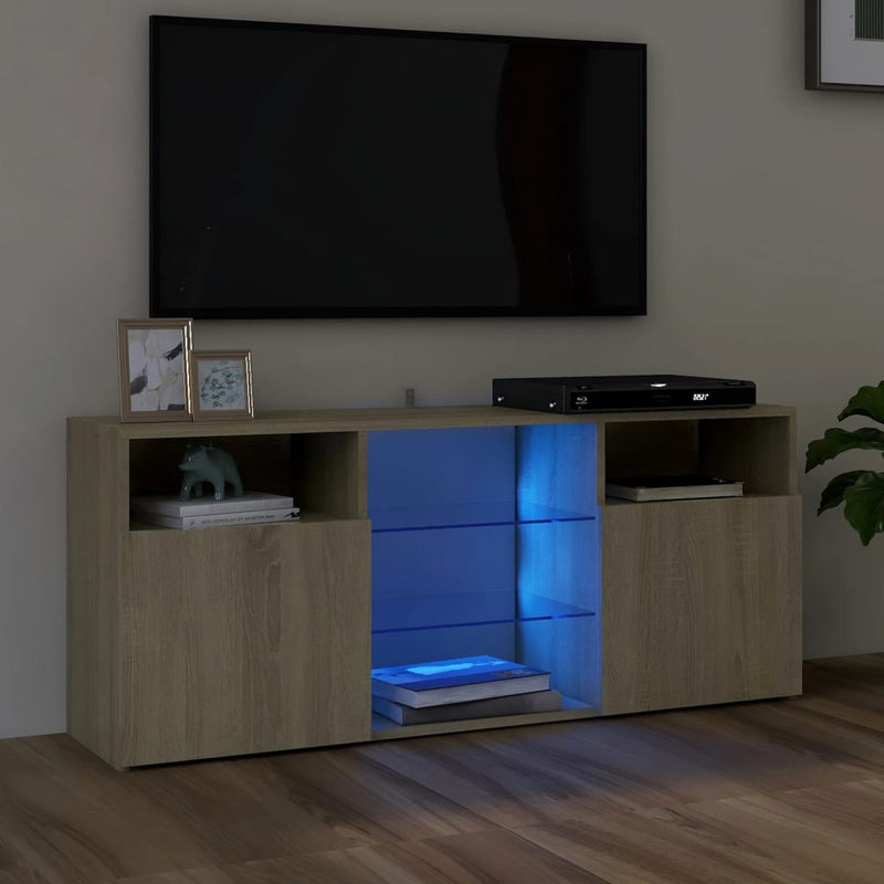 Tv-meubel met LED-verlichting 120x30x50 cm sonoma eikenkleurig MeubelReus