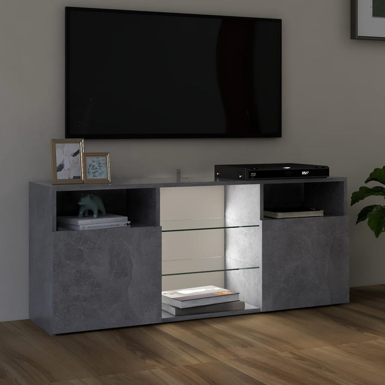 Tv-meubel met LED-verlichting 120x30x50 cm betongrijs MeubelReus
