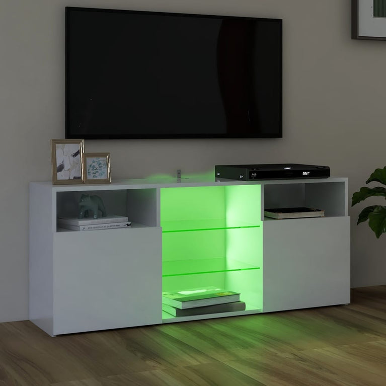 Tv-meubel met LED-verlichting 120x30x50 cm hoogglans wit MeubelReus