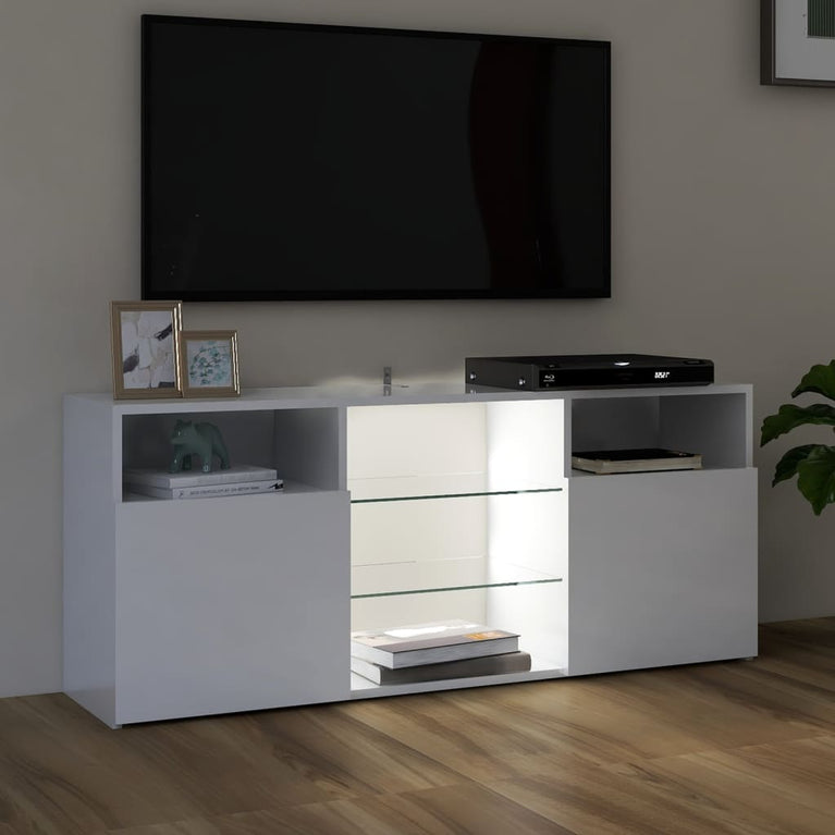 Tv-meubel met LED-verlichting 120x30x50 cm hoogglans wit MeubelReus