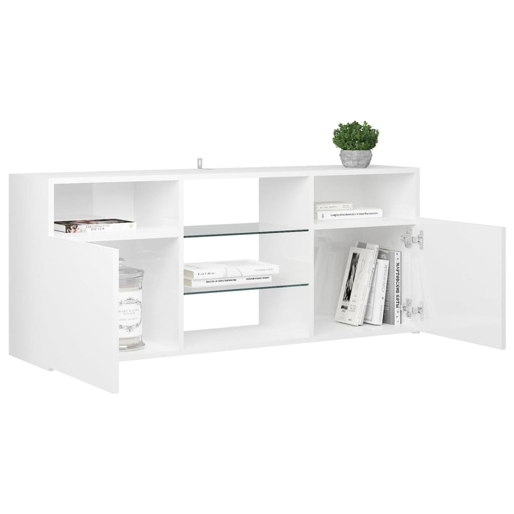 Tv-meubel met LED-verlichting 120x30x50 cm hoogglans wit MeubelReus