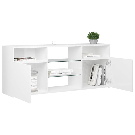 Tv-meubel met LED-verlichting 120x30x50 cm hoogglans wit MeubelReus