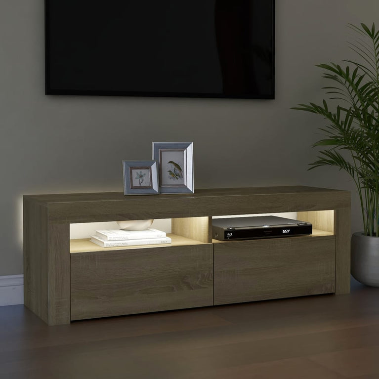 Tv-meubel met LED-verlichting 120x35x40 cm sonoma eikenkleurig MeubelReus
