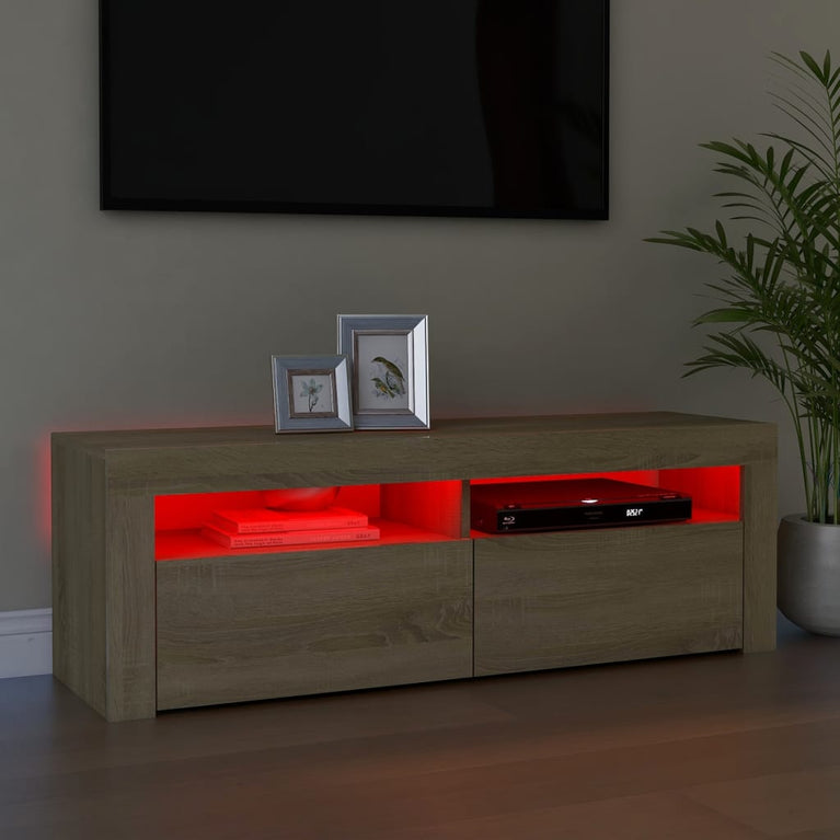 Tv-meubel met LED-verlichting 120x35x40 cm sonoma eikenkleurig MeubelReus