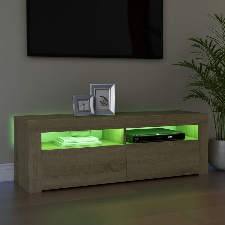Tv-meubel met LED-verlichting 120x35x40 cm sonoma eikenkleurig MeubelReus