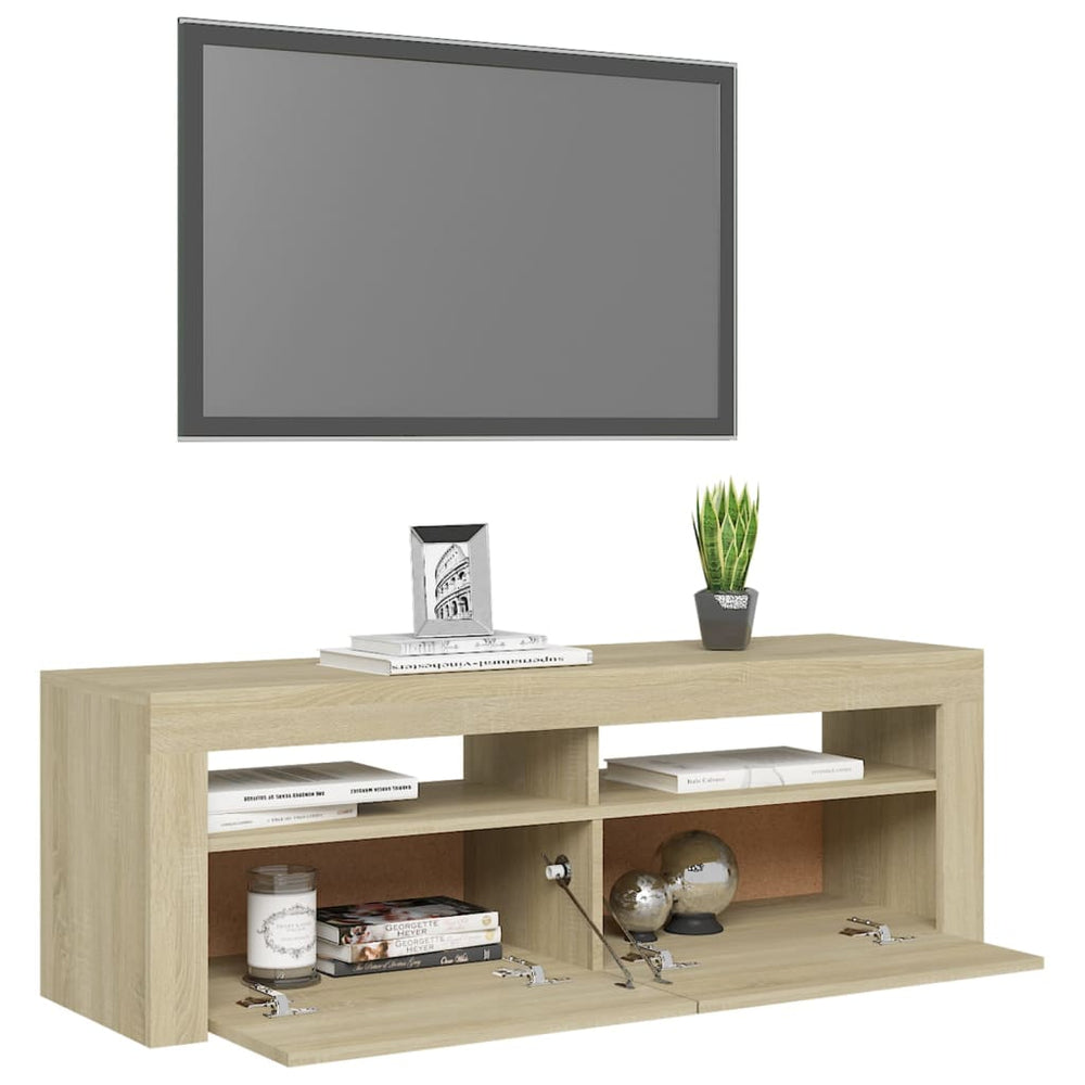 Tv-meubel met LED-verlichting 120x35x40 cm sonoma eikenkleurig MeubelReus