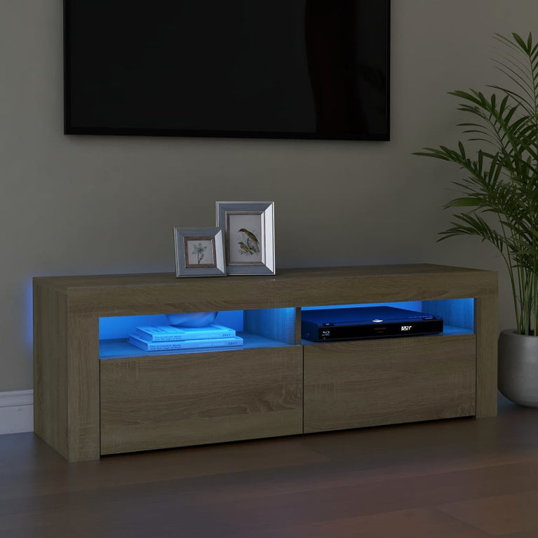 Tv-meubel met LED-verlichting 120x35x40 cm sonoma eikenkleurig MeubelReus