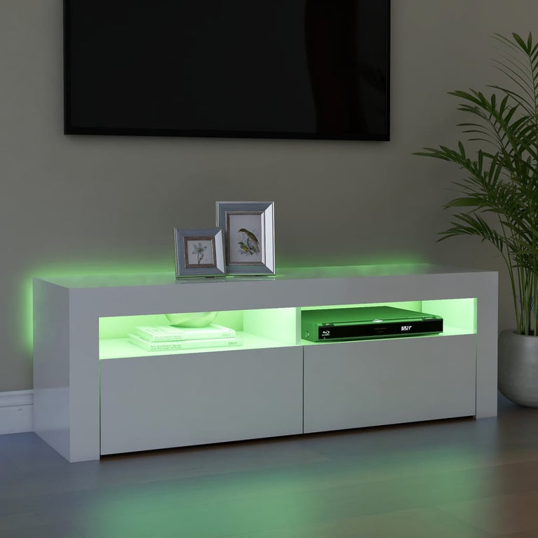 Tv-meubel met LED-verlichting 120x35x40 cm hoogglans wit MeubelReus