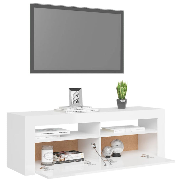 Tv-meubel met LED-verlichting 120x35x40 cm hoogglans wit MeubelReus