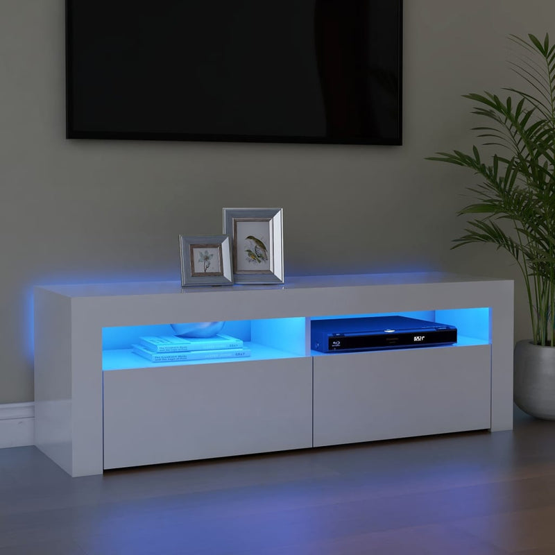 Tv-meubel met LED-verlichting 120x35x40 cm hoogglans wit MeubelReus