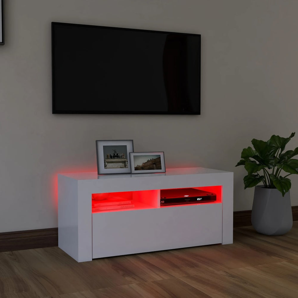 Tv-meubel met LED-verlichting 90x35x40 cm wit MeubelReus