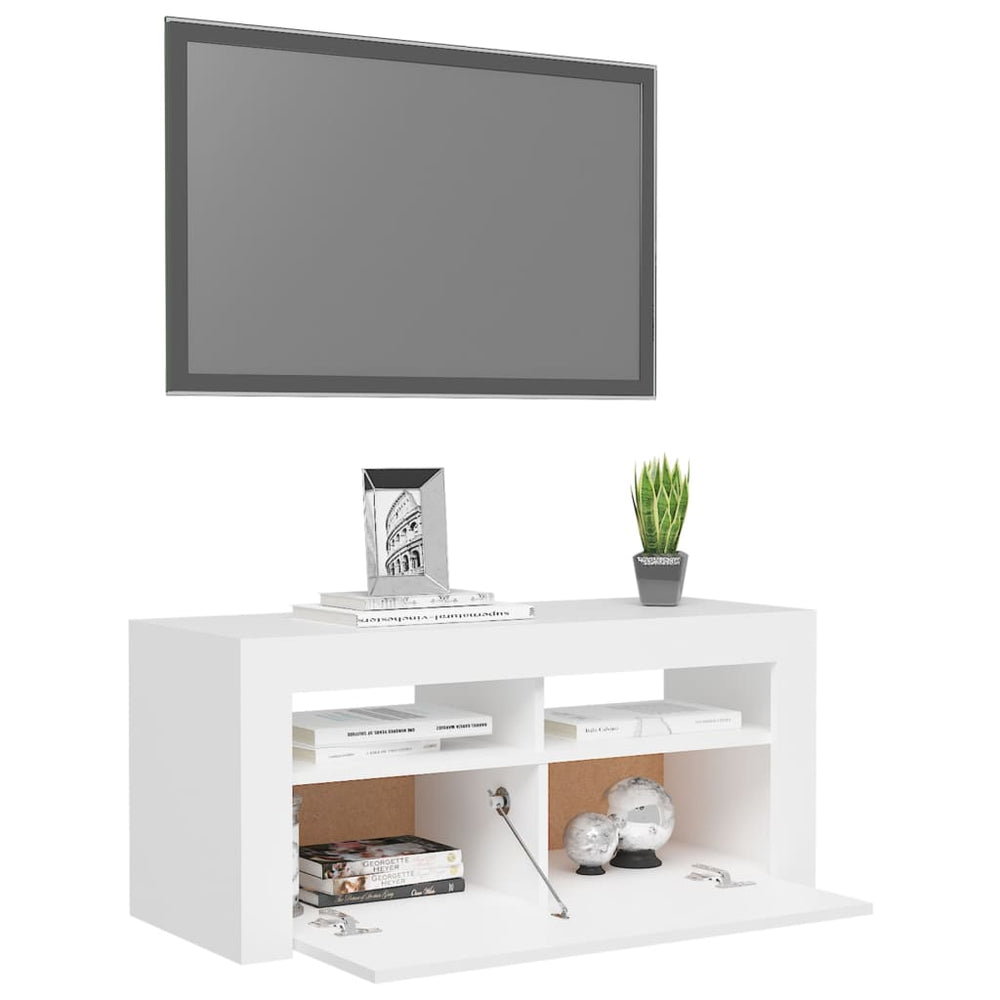 Tv-meubel met LED-verlichting 90x35x40 cm wit MeubelReus