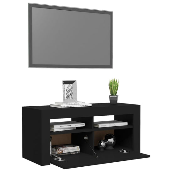 Tv-meubel met LED-verlichting 90x35x40 cm zwart MeubelReus