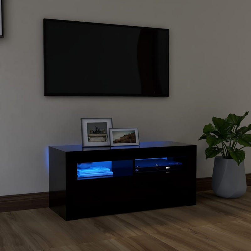 Tv-meubel met LED-verlichting 90x35x40 cm zwart MeubelReus