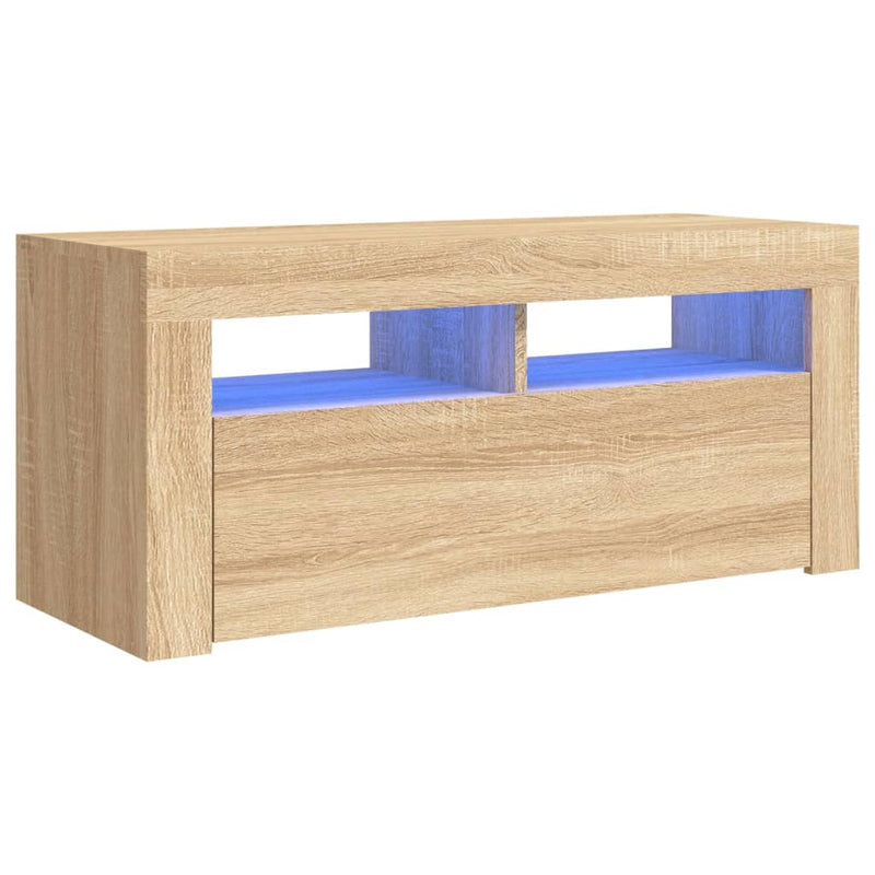 Tv-meubel met LED-verlichting 90x35x40 cm sonoma eikenkleurig MeubelReus