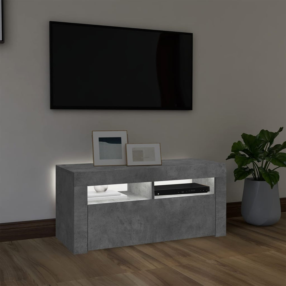 Tv-meubel met LED-verlichting 90x35x40 cm betongrijs MeubelReus
