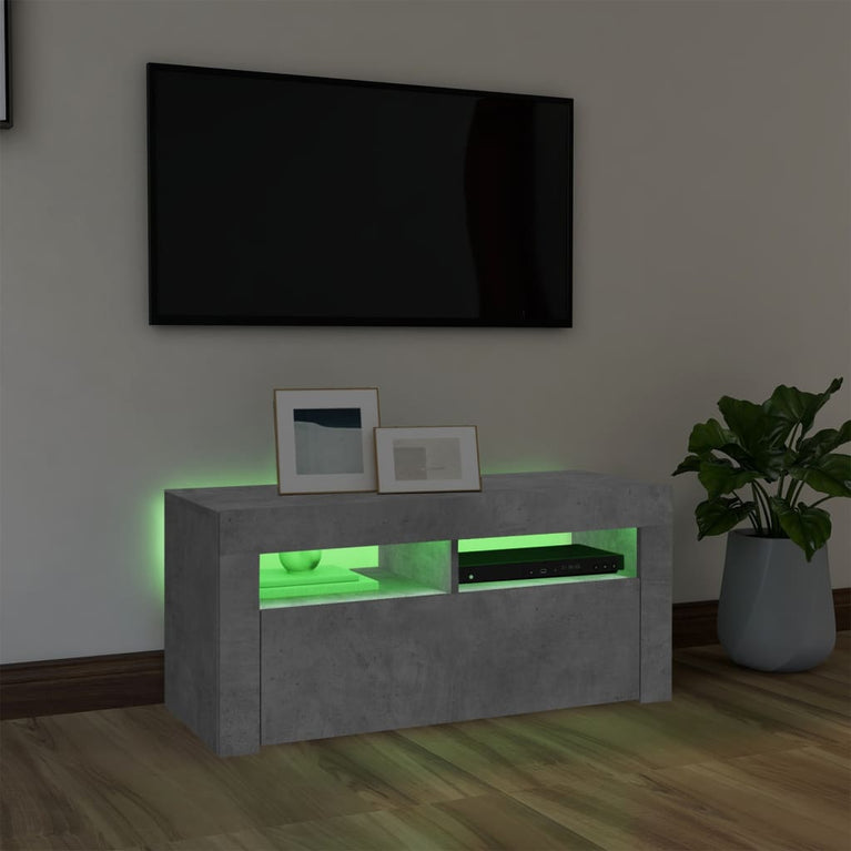 Tv-meubel met LED-verlichting 90x35x40 cm betongrijs MeubelReus
