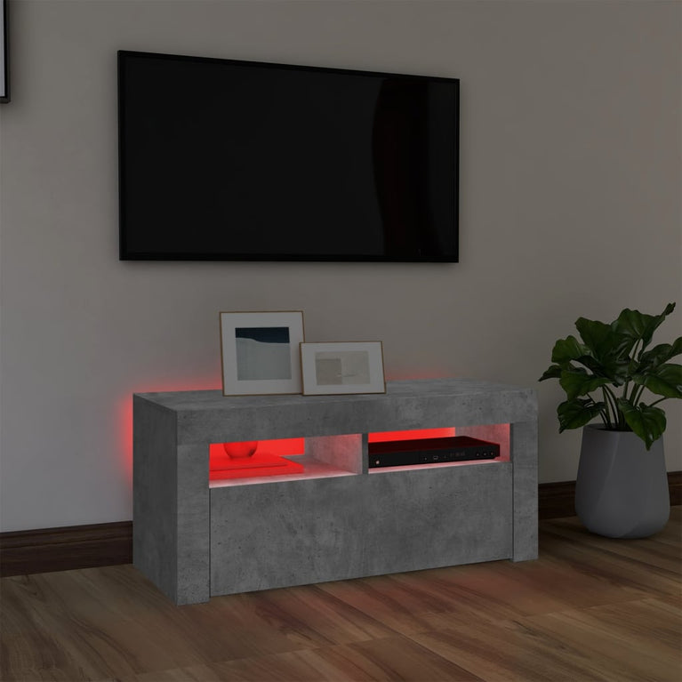 Tv-meubel met LED-verlichting 90x35x40 cm betongrijs MeubelReus