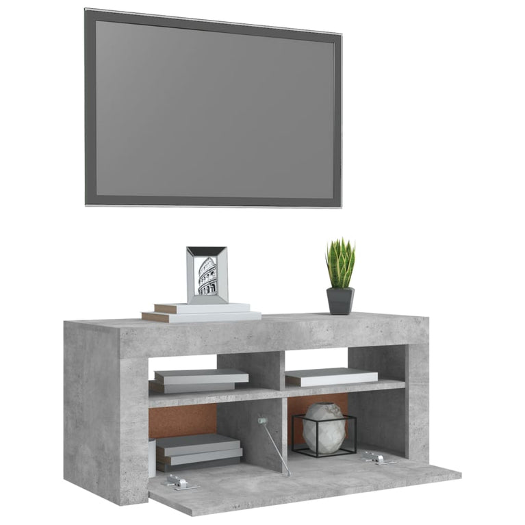 Tv-meubel met LED-verlichting 90x35x40 cm betongrijs MeubelReus