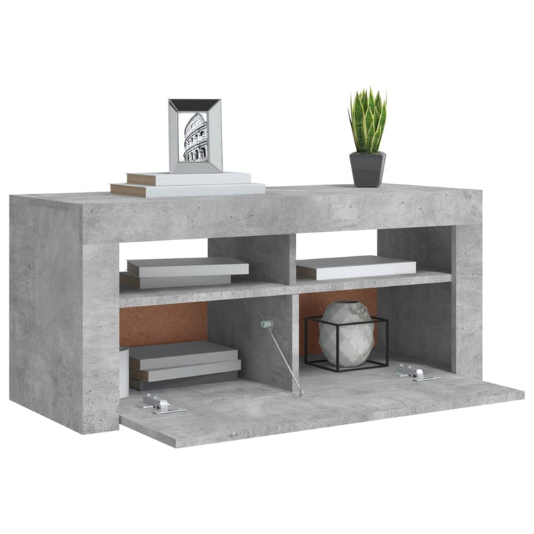 Tv-meubel met LED-verlichting 90x35x40 cm betongrijs MeubelReus