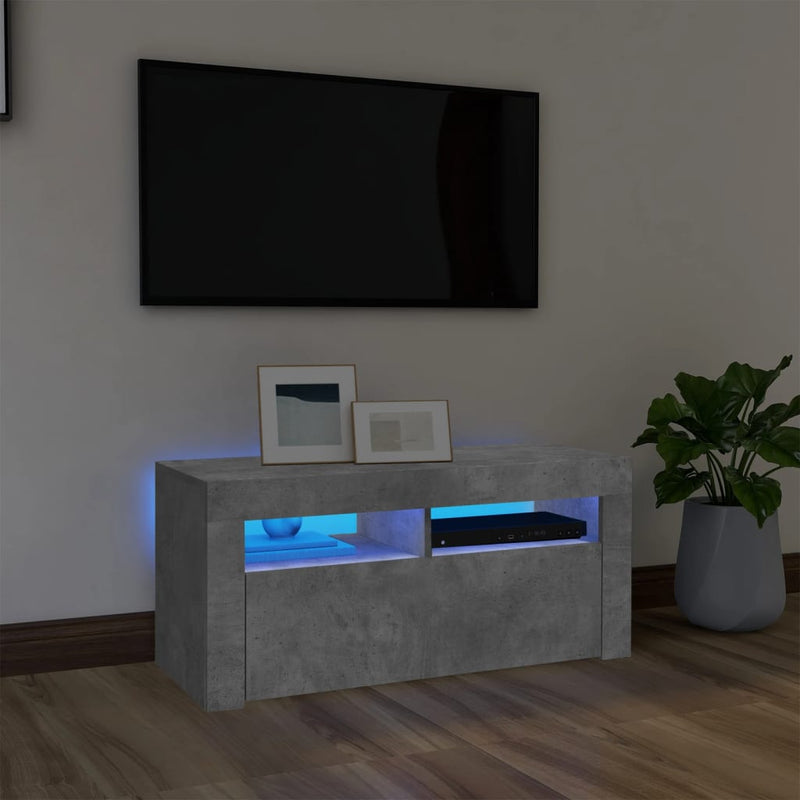 Tv-meubel met LED-verlichting 90x35x40 cm betongrijs MeubelReus