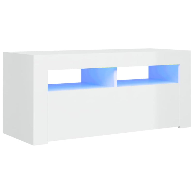Tv-meubel met LED-verlichting 90x35x40 cm hoogglans wit MeubelReus