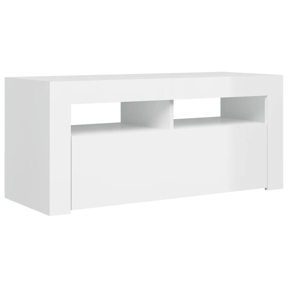 Tv-meubel met LED-verlichting 90x35x40 cm hoogglans wit MeubelReus