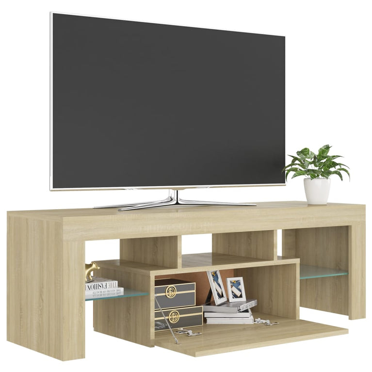 Tv-meubel met LED-verlichting 120x35x40cm sonoma eikenkleurig MeubelReus