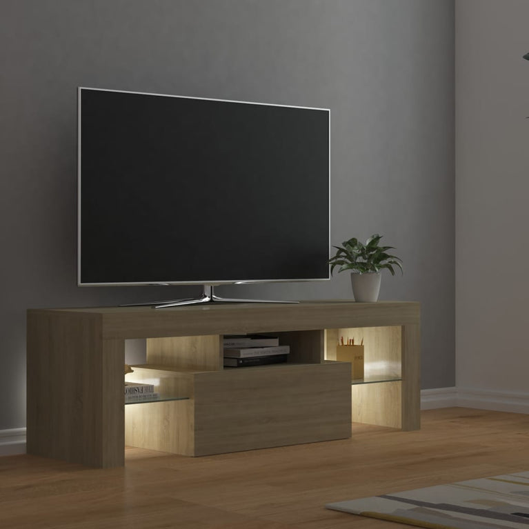 Tv-meubel met LED-verlichting 120x35x40cm sonoma eikenkleurig MeubelReus