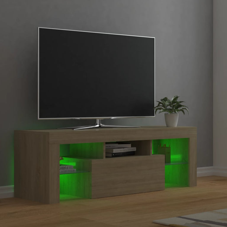 Tv-meubel met LED-verlichting 120x35x40cm sonoma eikenkleurig MeubelReus