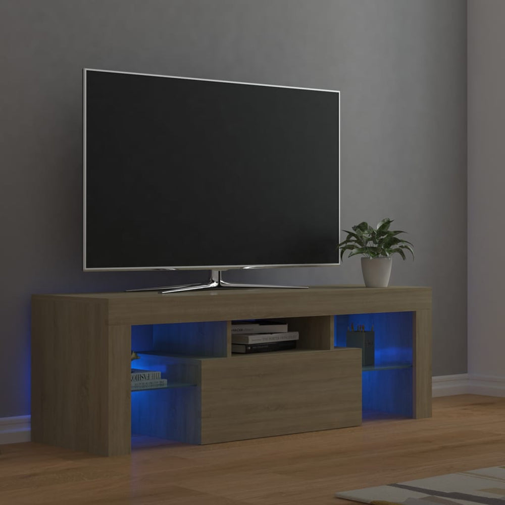 Tv-meubel met LED-verlichting 120x35x40cm sonoma eikenkleurig MeubelReus