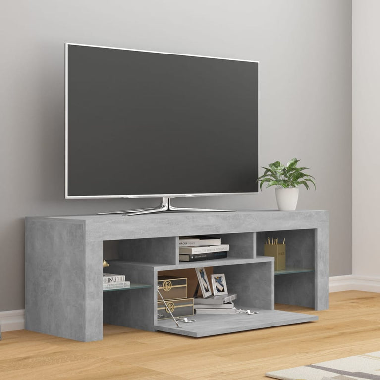 Tv-meubel met LED-verlichting 120x35x40 cm betongrijs MeubelReus