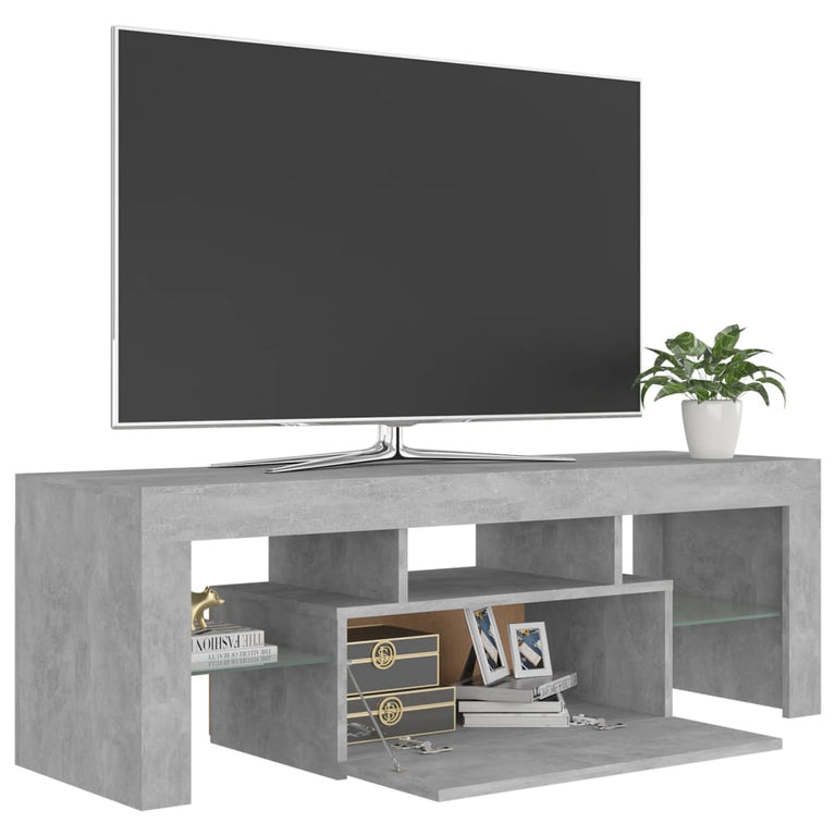 Tv-meubel met LED-verlichting 120x35x40 cm betongrijs MeubelReus