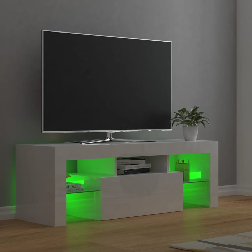 Tv-meubel met LED-verlichting 120x35x40 cm hoogglans wit MeubelReus